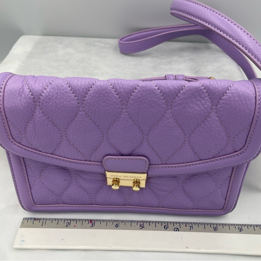 Vera Bradley Lavender Quilted leather Crossbody Bag adjustable strap. Used. - Picture 10 of 14